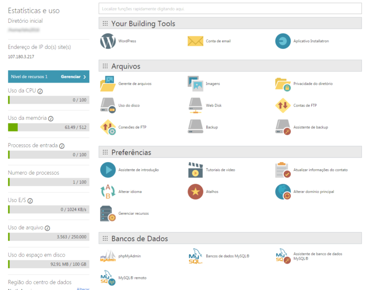 Painel de controle cPanel