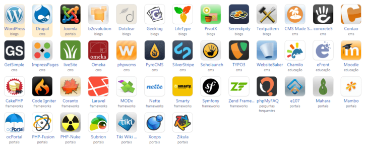Aplicativos de CMS disponíveis no painel de controle da GoDaddy