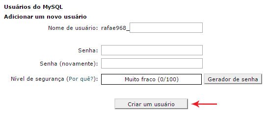 criar usuário para o banco de dados