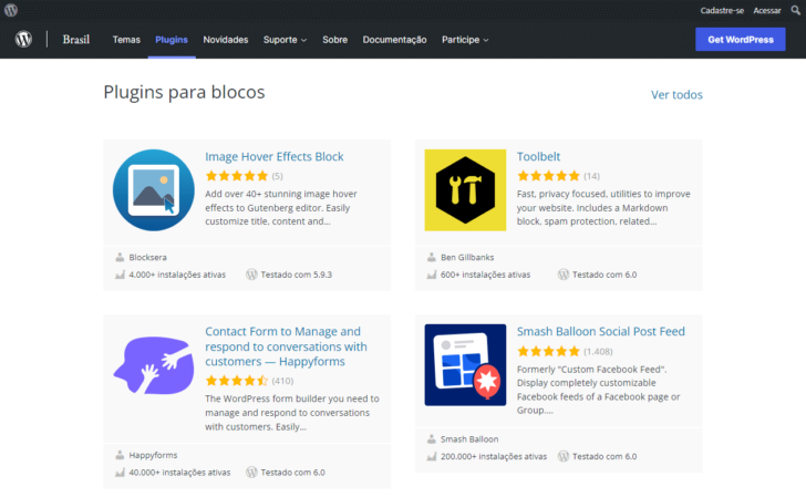 Diretório de plugins em WordPress.org