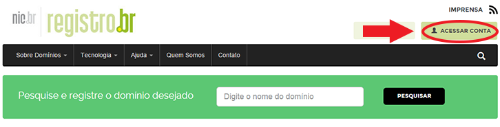 Registro.br acessar conta