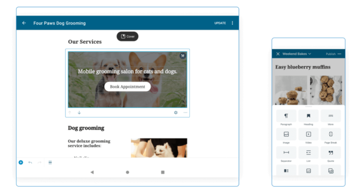 O WordPress pode ser administrado através de um app para dispositivos móveis