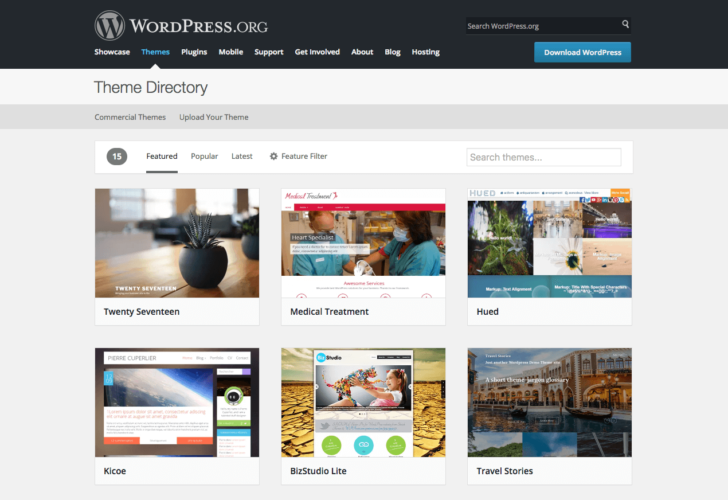 WordPress diretório de temas